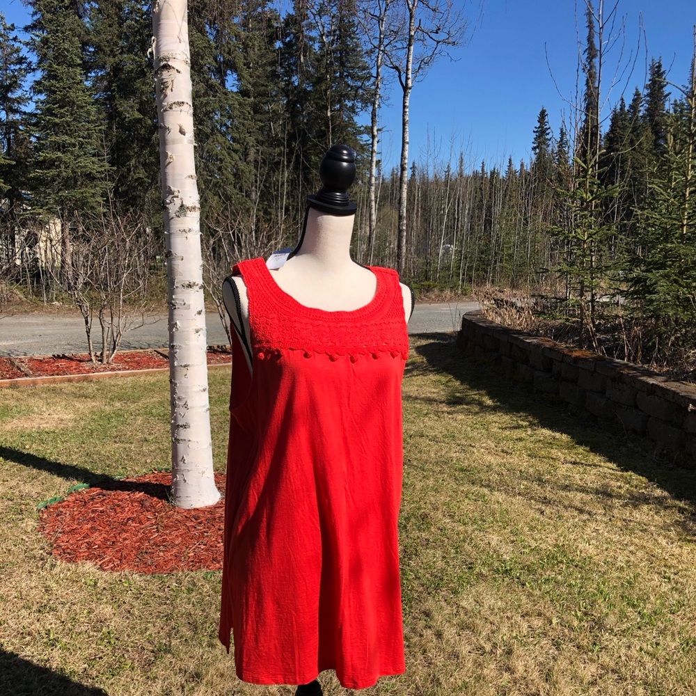 J.Jill crocheted tank. Papaya color. NWT